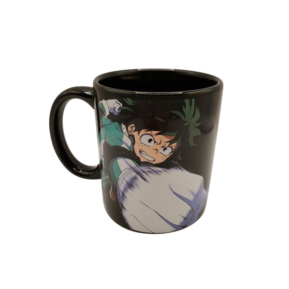 My Hero Academia Coffee Mug Izuku Midoriya Deku Punch Pose Black Ceramic Anime